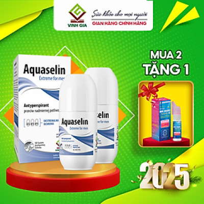 Combo 2 Hộp Lăn Khử Mùi AQUASELIN Extreme For Men Không Gây Ố Vàng Áo, Giảm Mồ Hôi Hiệu Quả Hộp 50ml