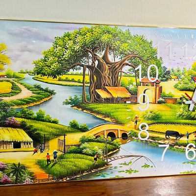 TRANH TRÁNG GƯƠNG-TRANH ĐỒNG HỒ TRÁNG GƯƠNG PHONG THỦY HỮU TÌNH( TẶNG KÈM ĐINH 3 CHÂN)