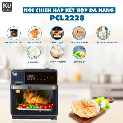 Nồi Chiên Không Dầu Kết Hợp Nồi Hấp - KUCHEN ĐỨC -  KU PCL2228 - 15 Lít - Hàng chính hãng.