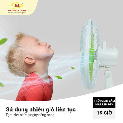 Quạt Tích Điện AC&DC Honjianda HJD-FL316 Có Đèn LED - Hàng Chính Hãng