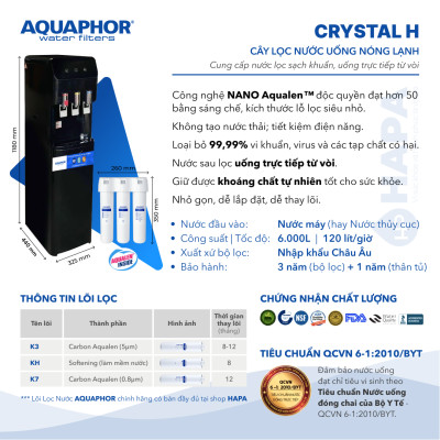 Máy Lọc Nước Nóng Lạnh AQUAPHOR CRYSTAL H Bộ Lọc Nhập Khẩu Châu Âu - Hàng Chính Hãng