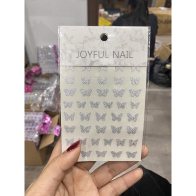 Sticker Nail Nhũ Bạc Flash Kim Tuyến, Nhiều Mẫu Bướm Sao Lung Linh, Làm Nail Siêu Sáng, Tạo Điểm Nhấn, Dễ Sử Dụng