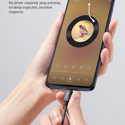 Đầu chuyển Type C sang Audio AUX 3.5mm Baseus L54 (Type-C Male to 3.5mm Female Adapter, built-in DAC, 24-bit/48kHz)-Hàng Chính Hãng