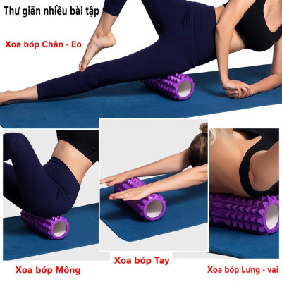 Con Lăn Yoga Massage Foarm Roller 33cm - Ống Trụ Lăn Xốp Tập Thể Thao Giãn Cơ Có gai Roam Rollet Cao Cấp Chính Hãng Amalife