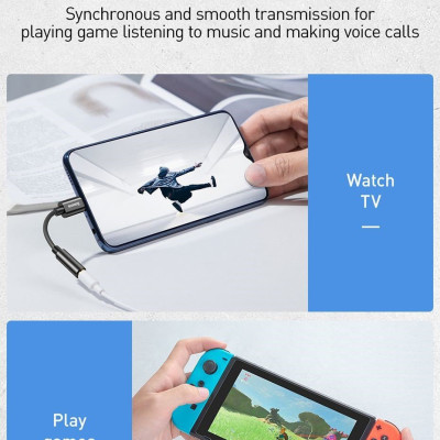 Đầu chuyển Type C sang Audio AUX 3.5mm Baseus L54 (Type-C Male to 3.5mm Female Adapter, built-in DAC, 24-bit/48kHz)-Hàng Chính Hãng