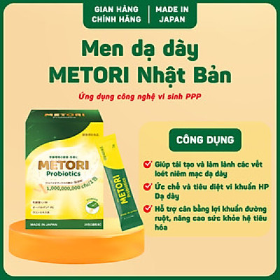 Men dạ dày METORI Nhật Bản - "Khắc tinh" Viêm loét Dạ dày, khuẩn HP, Trào ngược, hộp 10 gói