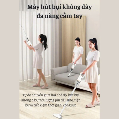 Máy Hút Bụi Cầm Tay Không Dây Công Suất 120W Wireless Vacuum Cleaner, Phù Hợp Để Trong Ô Tô, Văn Phòng, Phòng Ngủ Hút tóc, lông chó mèo, bụi bẩn - Hàng chính hãng