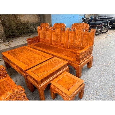 Bộ bàn ghế Âu Á tay Voi đặc gỗ Gõ Đỏ