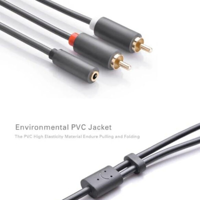 Ugreen UG10561AV102TK 0.25M màu Đen Cáp âm thanh 2 đầu Bông sen sang 3.5mm Âm - HÀNG CHÍNH HÃNG