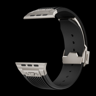 Dây Silicone Đầu Nối Kim Loại Hublot Style cho Apple Watch Ultra 1/2 & Apple Watch Series 4/5/6/7/8/9/SE/10 Size 44/45/46/49mm - Hàng Chính Hãng