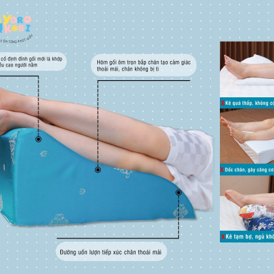 Gối kê chân chống giãn tĩnh mạch YOROKOBI cao 28cm dành cho người đau nhức chân, tiểu đường, tê bì, vọp bẻ, kiến bò, mẹ bầu phù chân tích nước - hàng thương hiệu- XANH NGỌC BÍCH