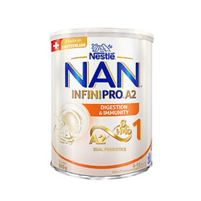 Sữa bột Nestlé NAN INFINIPRO A2 1 với công thức đầu tiên chứa đạm A2, 6HMO & Lợi khuẩn kép nhập khẩu Thụy Sĩ - Hộp 800g cho bé 0 - 12 tháng