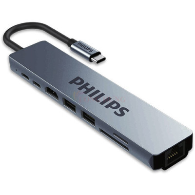 Cổng chuyển đổi Philips 8-in-1 Multifunction Adapter USB-C Hub SWV6118G/71 - Hàng chính hãng