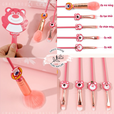 BỘ CỌ TRANG ĐIỂM MAKE UP 5 CÂY GẤU LOTSO HÀNG THỦ CÔNG ĐIÊU KHẮC PHUN SƠN TỈNH ĐIỆN CAO CẤP (KÈM TÚI ĐỰNG)