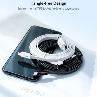 Ugreen UG10697US172TK 1M màu Đen Cáp USB TypeC sang USB 3.0 cáp dẹt - HÀNG CHÍNH HÃNG