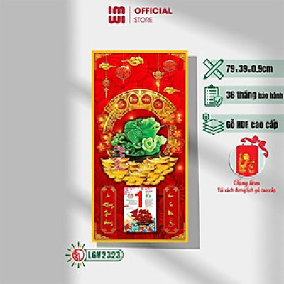 Lịch gỗ treo tường Thiềm Thừ Chiêu Tài Tiến Bảo IMWI LGV2323