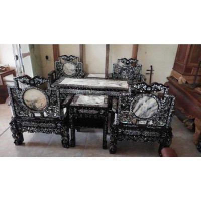 Bộ ghế vách gỗ gụ khảm ốc sà cừ đẹp long lanh