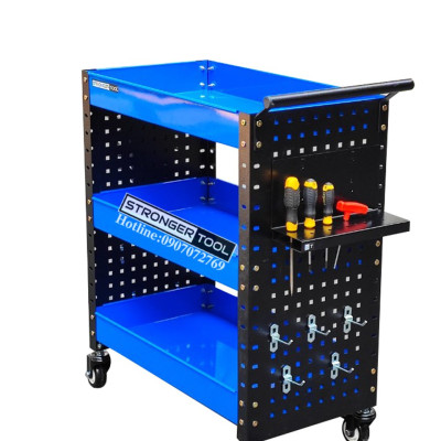 XE ĐẨY DỤNG CỤ 3 NGĂN 2 TẤM HÔNG DÙNG CHO GARARE TIỆM SỬA XE