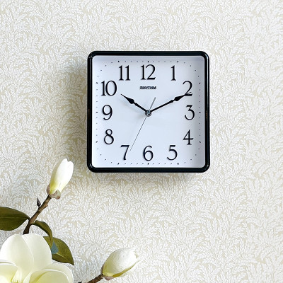 Đồng hồ treo tường Nhật Bản Rhythm CMG597NR02- Kt 25.2 x 25.2 x 4.3cm, 500g Vỏ nhựa. Dùng Pin.