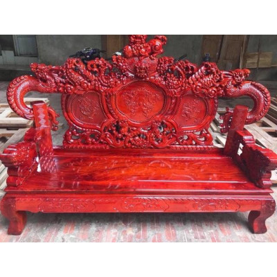 Bàn ghế Nghê Rồng Khuỳnh gỗ Xà Cừ Đỏ
