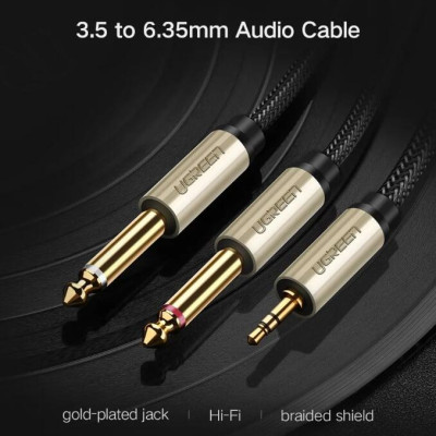 Ugreen UG40790AV126TK 1M Màu Đen Cáp âm thanh 2 đầu 6.5mm dương sang 3.5mm dương cao cấp - HÀNG CHÍNH HÃNG