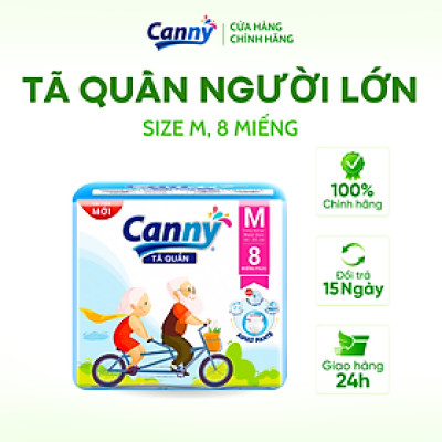 Tã/Bỉm Quần Người Lớn Canny Siêu Mềm, Siêu Thấm, Kháng Khuẩn Size M8 (8 Miếng)