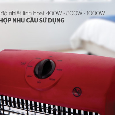 Sưởi điện 3 bóng Halogen Sunhouse SHD7016 đỏ đen - Hàng chính hãng