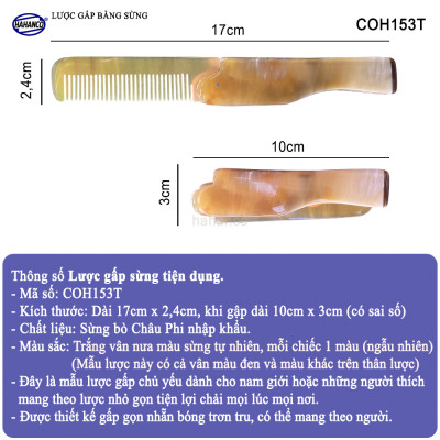 Lược Sừng Gấp Gọn - Loại Bỏ Túi Dành Cho Nam Thuận tiện Dễ sử dụng Tạo kiểu tóc - COH153T