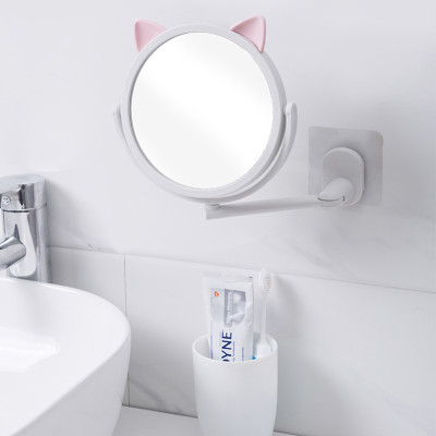 Gương Tròn Trang Điểm Tai Thỏ Dán Treo Tường 14.5cm - Hàng chính hãng