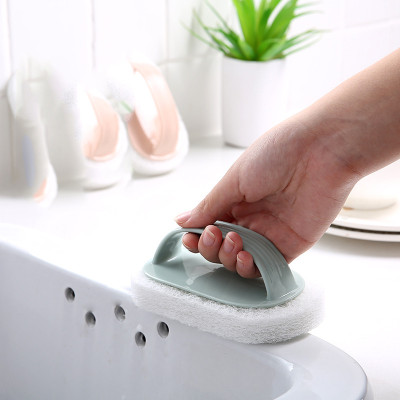 Bàn chải chà bồn rửa chén, lavabo, nhà vệ sinh, nhà bếp dạng xơ mướp không gây trầy xước bề mặt chà, có tay cầm tiện dụng chà siêu sạch