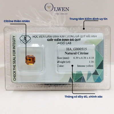 Viên đá thạch anh vàng ( citrine ) thiên nhiên  HA_G000515