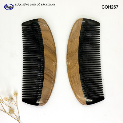 Lược sừng trâu ghép gỗ bách xanh thơm hình múi bưới (Size: S-12cm) COH267 - Có thể bỏ túi mang theo người - Chống tích điện - Ghép Răng Tăng Độ Bền Khi Chải Tóc - Chải tóc làm dịu tâm trí, đỡ căng thẳng - Giúp Tóc Suôn & Mềm Không Làm Rụng