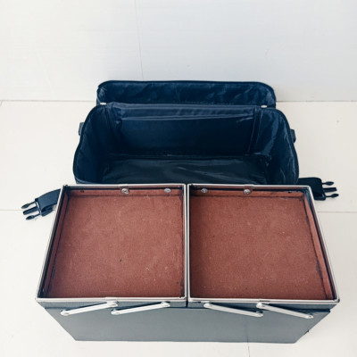 Hàng cao cấp - Cốp túi vải dày dặn bọc inox viền măm , có dây đeo đựng mỹ phẩm, nail, mi chuyên nghiệp tiện lợi size 40x20x22 cm 