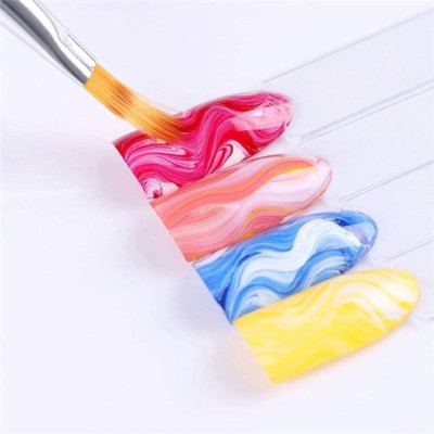 Cọ Ombre Đầu Dẹt Cán Gỗ, 2 Lớp Lông, Dặm Sơn Gel, Loang Kéo Màu Làm Nail, Thiết Kế Độc Đáo, Lông Tổng Hợp Cao Cấp cọ xước nail