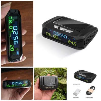 Đồng Hồ Báo Giờ Xe Hơi Ô Tô Năng Lượng Mặt Trời 3in1: Nhiệt Độ, Ngày Tháng - Mẫu Mới Loại Tốt
