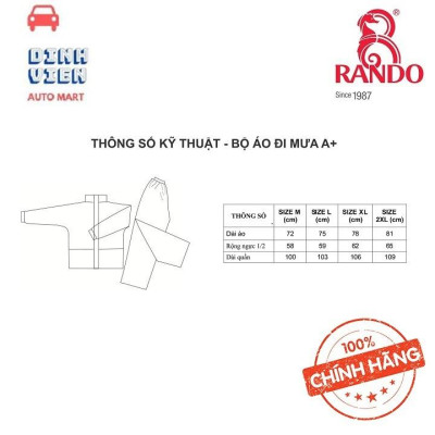  Rando Bộ quần áo đi mưa A+ (thông dụng) ASNS-38 giúp che chở cho người thân yêu của bạn