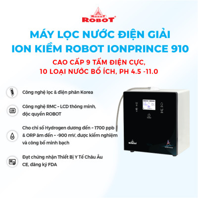 Máy Lọc Nước Điện Giải Ion Kiềm ROBOT IonPrince 910 - Hàng Chính Hãng