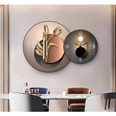 (ẢNH THẬT) TRANH ĐỒNG HỒ TRÁNG GƯƠNG HOA TULIP(TẶNG KÈM ĐINH TREO)