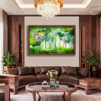 D803 01 Tranh kính Hoa sen Cá chép ( được chọn mẫu)