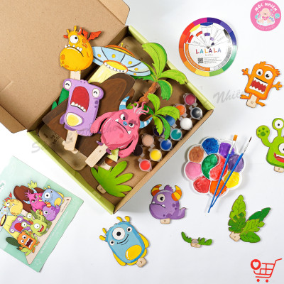 Đồ Chơi Tranh Gỗ Lalala Baby Tô Màu Kèm Màu Nước, Cọ và Truyện Kể I Paint I Play! Cho Bé Từ 3 Tuổi