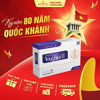 Viên đặt Vagiwell hỗ trợ cân bằng hệ khuẩn, giảm viêm nhiễm do vi khuẩn, nấm ngứa (10 viên) - Nutramed