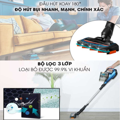 Máy hút bụi cầm tay không dây dạng cán 3 trong 1 SpeedPro Aqua thương hiệu Philips FC6730/81 - Hàng Chính Hãng