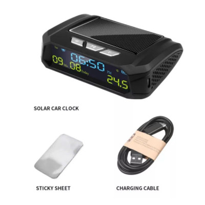 Đồng Hồ Báo Giờ Xe Hơi Ô Tô Năng Lượng Mặt Trời 3in1: Nhiệt Độ, Ngày Tháng - Mẫu Mới Loại Tốt