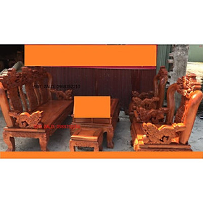 Bộ Bàn Ghế Tam Sư Nghê Ba Đầu Gỗ Hương Đá