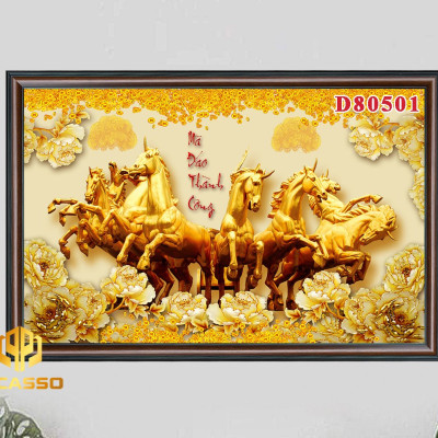 Tranh kính Bát mã tung hoành D602 43 (Được chọn mẫu)