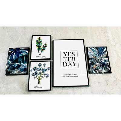 (ẢNH THẬT) Tranh treo tường lá tropical nhiệt đới có khung kèm đinh treo