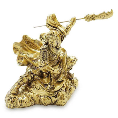 Tượng Quan công múa đao CTQ11 24.8 x 21 x 25.5cm Tundo mạ vàng hoặc màu xanh lựa chọn