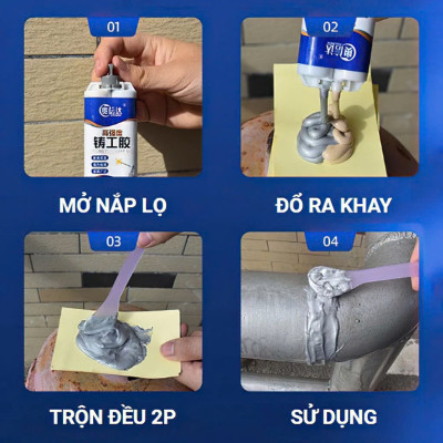Keo dán hàn sắt thép , keo hàn sắt thép keo vá vết nứt vết thủng sắt thép kim loại ống nước keo dán sắt ab