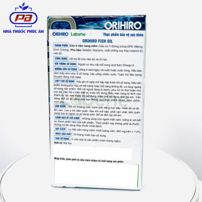 Viên Uống Dầu Cá Omega 3 Orihiro Nhật Bản 180 Viên hỗ trợ mắt tim mạch