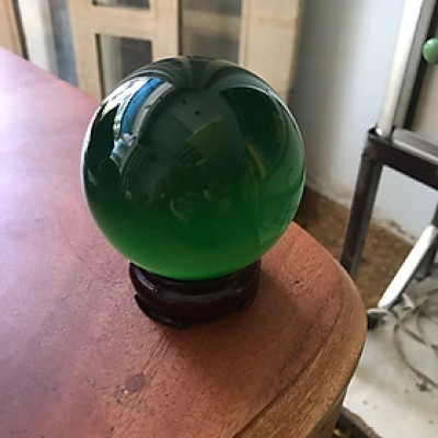 Trái Bi Phong Thủy Đá Mắt Mèo Xanh Lá Đậm Size vừa cao 10cm đk 8cm để bàn làm việc may mắn hợp mệnh Mộc mệnh Hỏa ạ